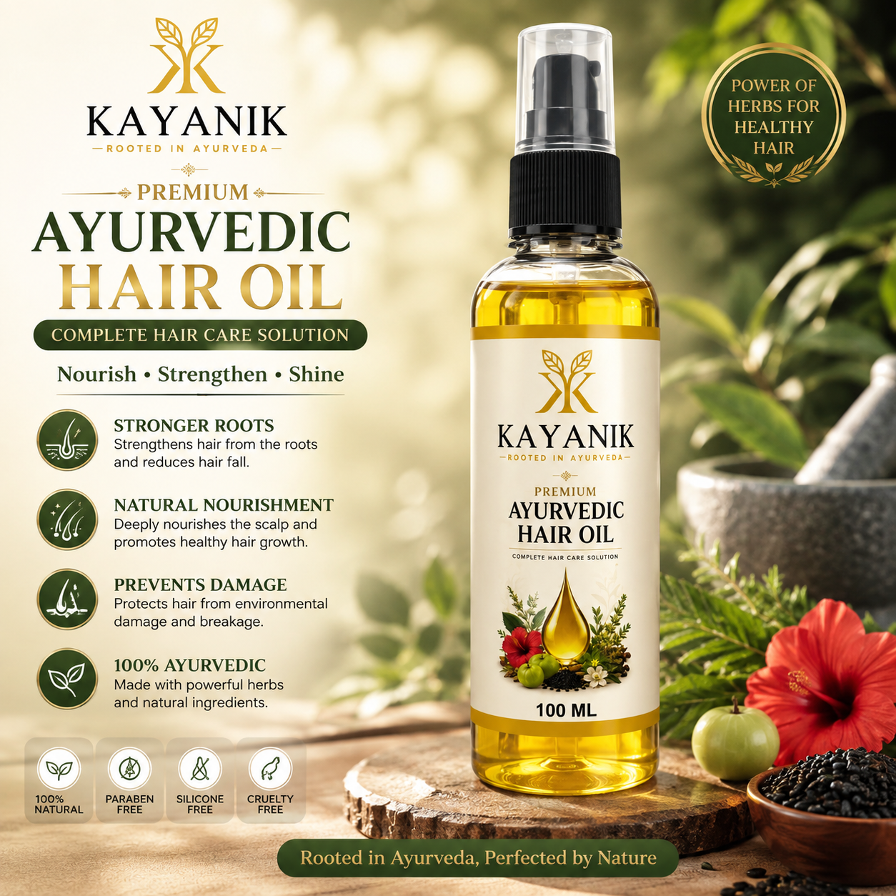 Kayanik Premium Ayurvedic Hair Oil – 100 ML